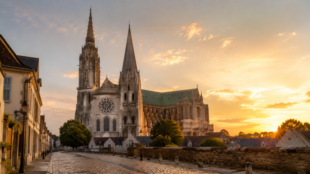 Cathédrale de Chartres au coucher du soleil